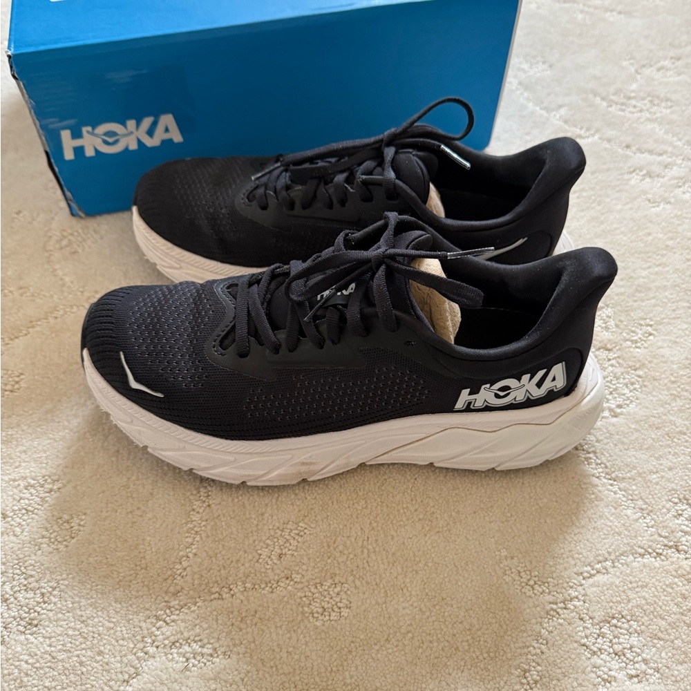 Hoka Black and White Athletic Shoes
